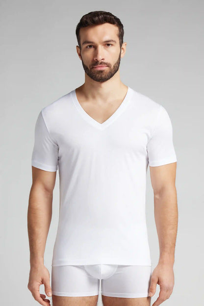 Mercerized Cotton V-Neck T-Shirt filo Premium
