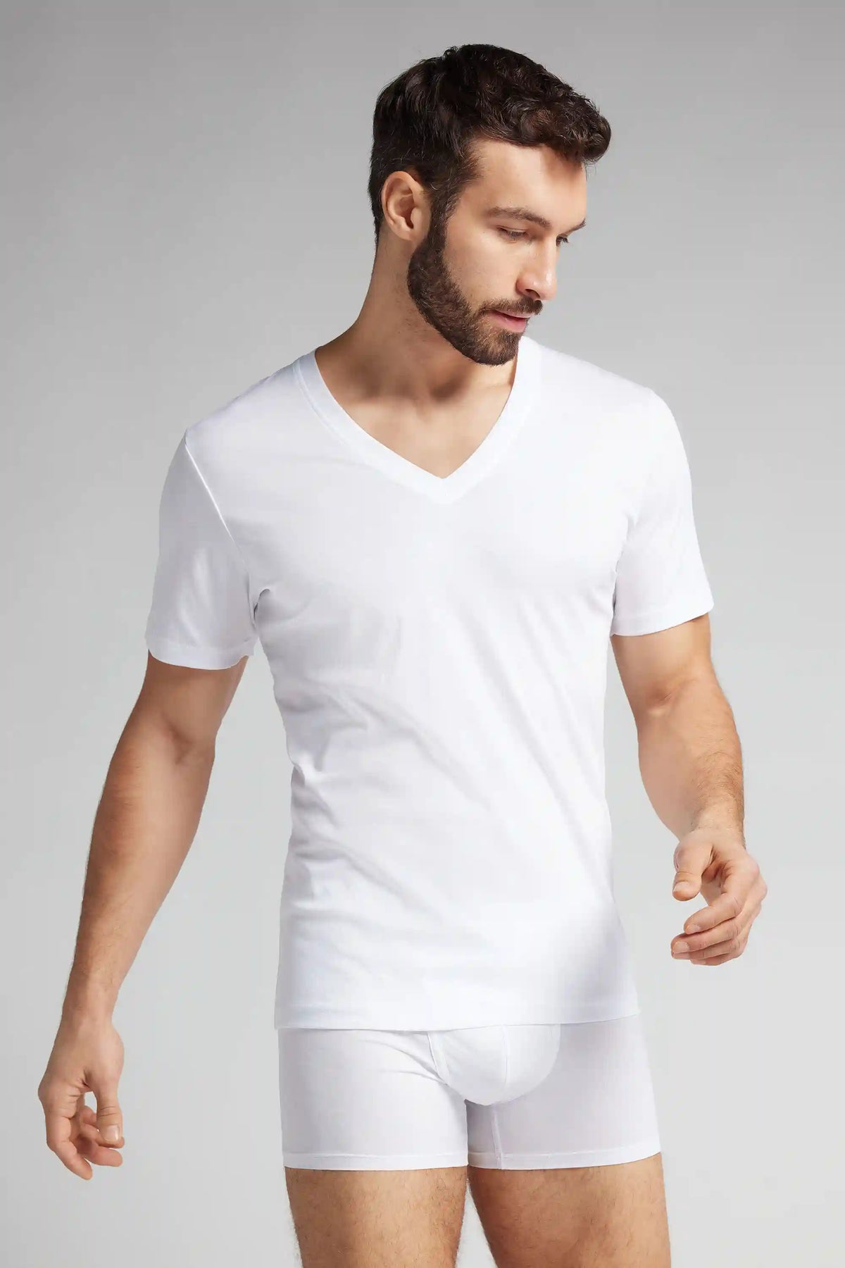 Mercerized Cotton V-Neck T-Shirt filo Premium
