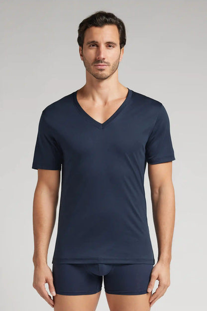 Mercerized Cotton V-Neck T-Shirt filo Premium