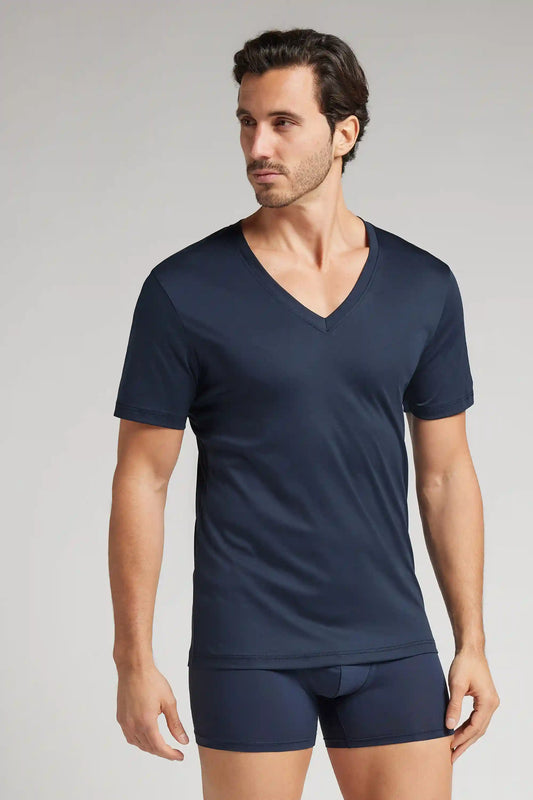 Mercerized Cotton V-Neck T-Shirt filo Premium