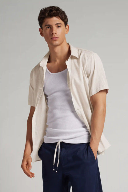 Linen and Cotton Short Sleeve Shirt