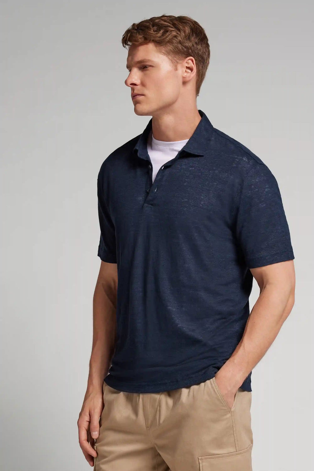 Short Sleeve Linen Polo