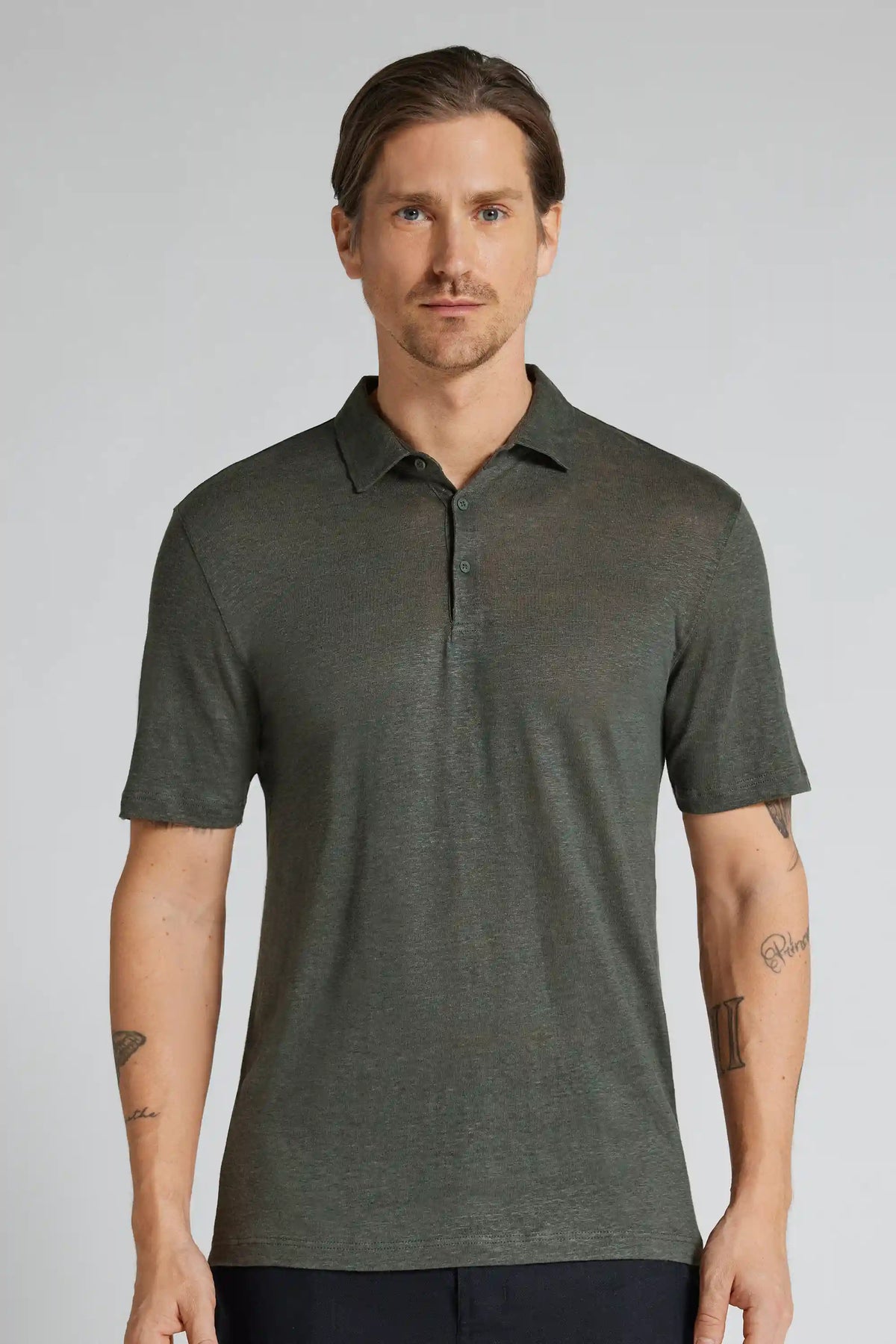 Short Sleeve Linen Polo