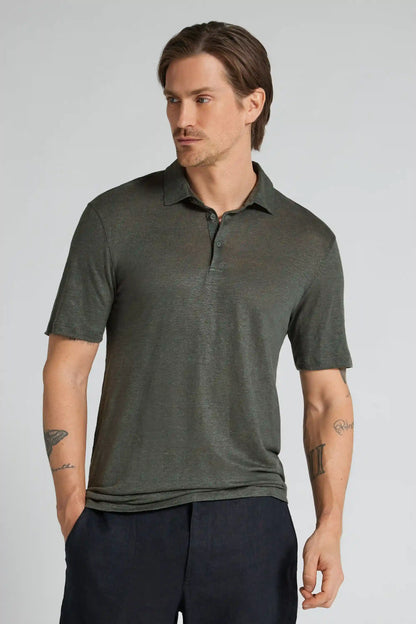 Short Sleeve Linen Polo