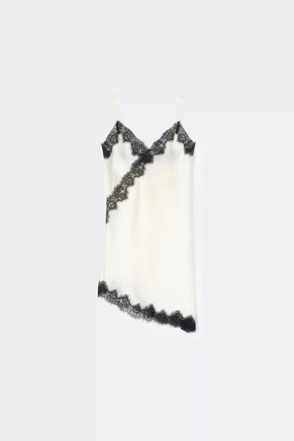 Brighten Your Day Asymmetric Chemise in Silk and Lace