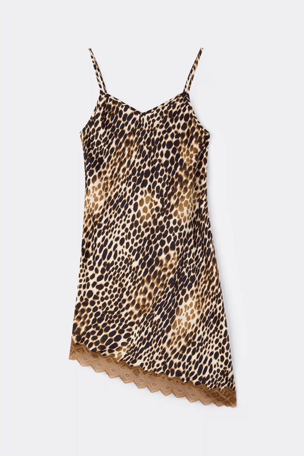 Wildest Dreams Asymmetric Chemise in Printed Viscose Satin