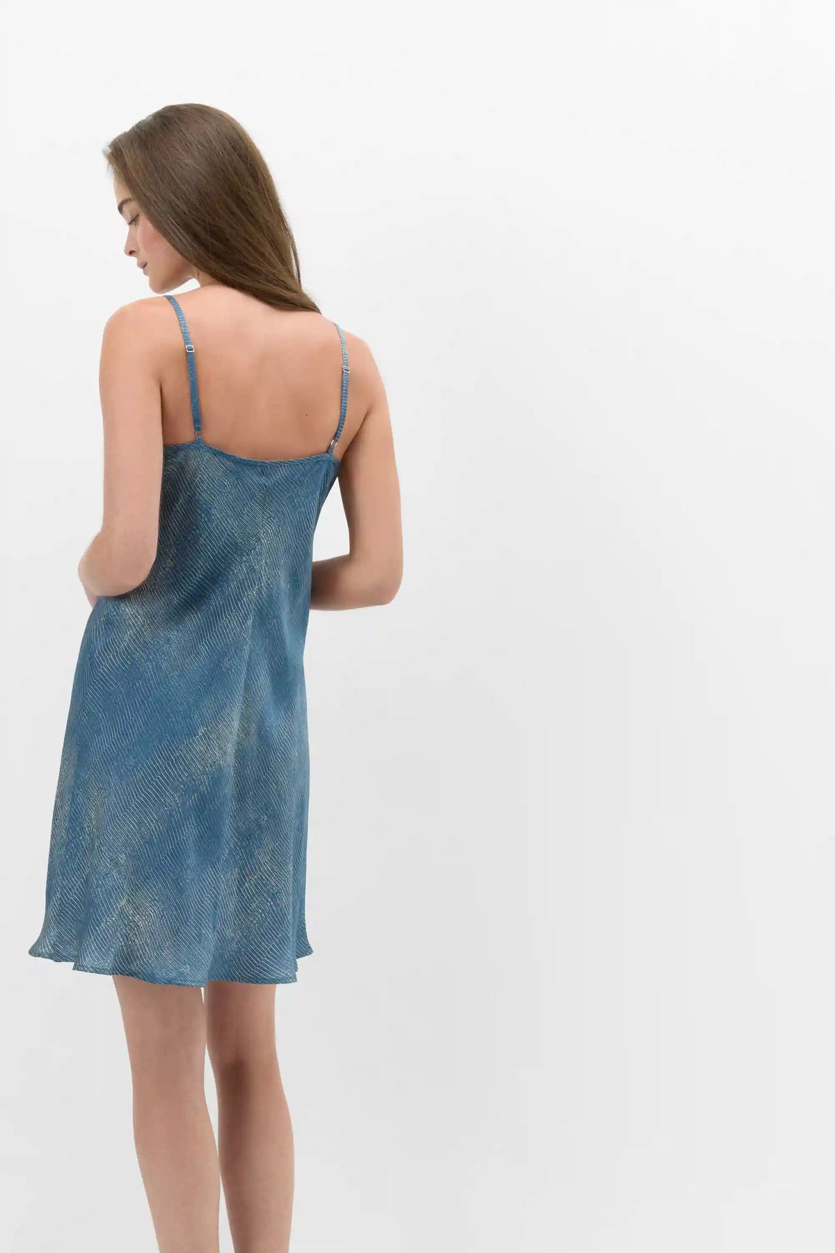 Fanciful Flowers Print Viscose Satin Chemise