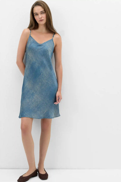 Fanciful Flowers Print Viscose Satin Chemise