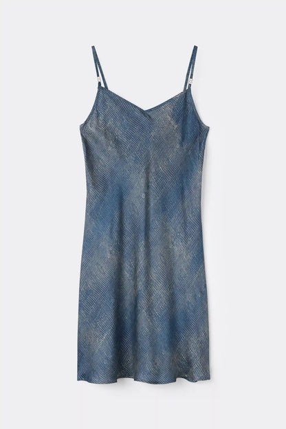 Fanciful Flowers Print Viscose Satin Chemise