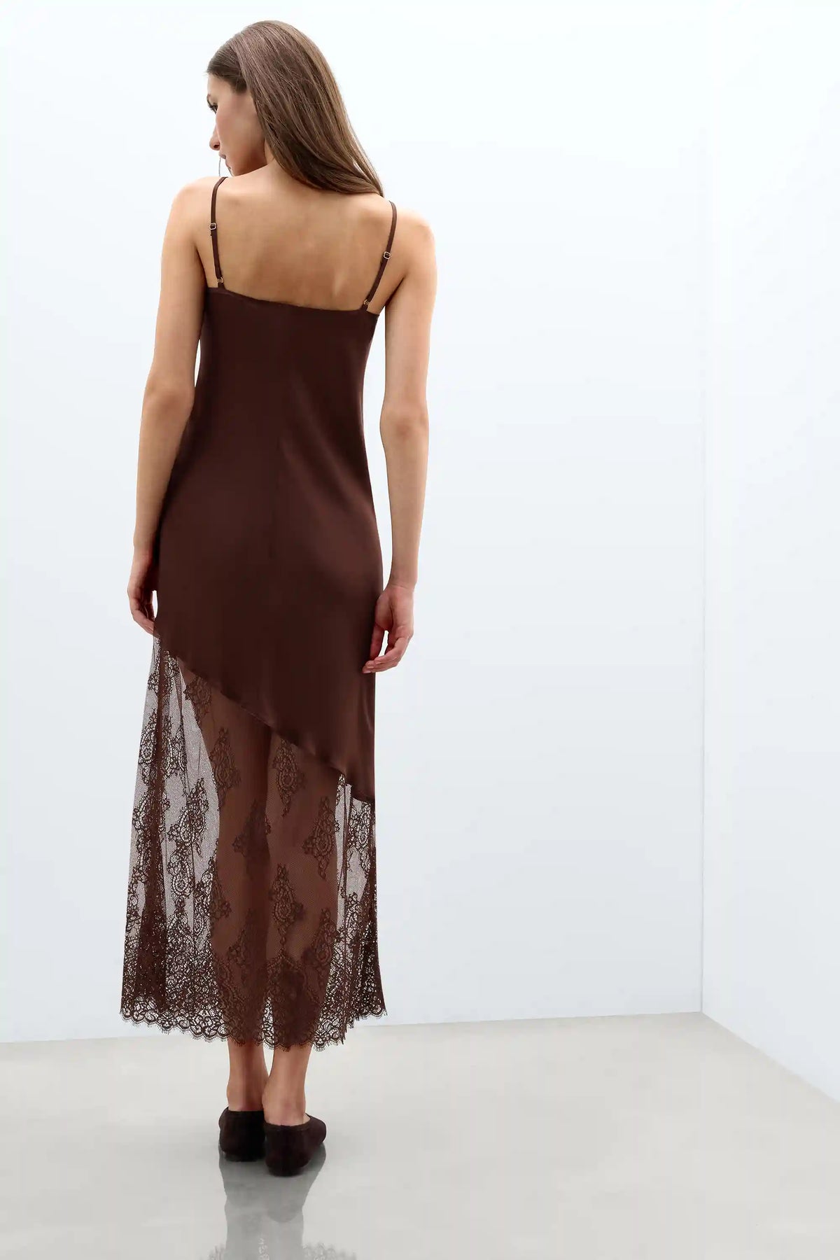 Lace Perfection Long Viscose Satin and Lace Nightgown