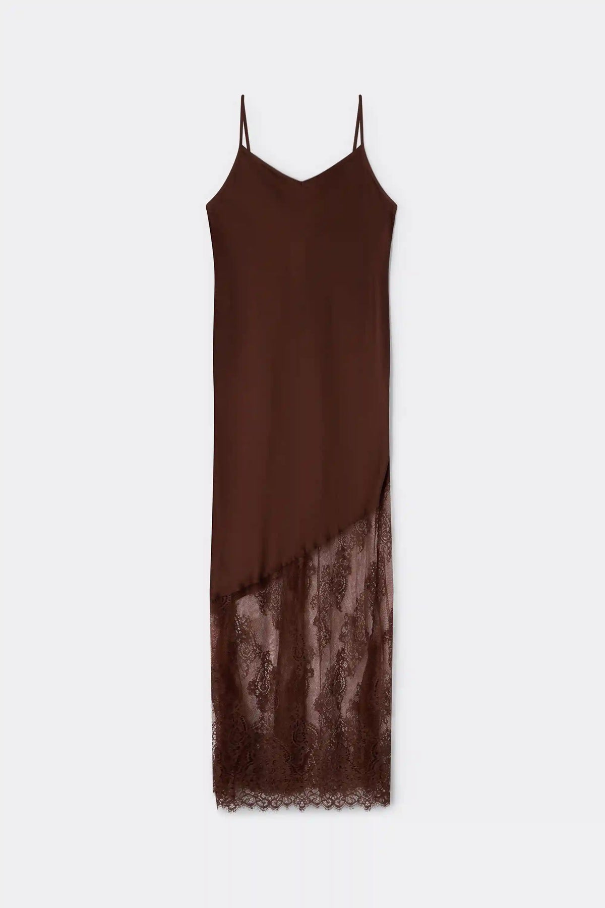 Lace Perfection Long Viscose Satin and Lace Nightgown