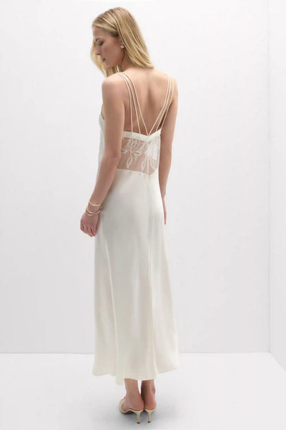 My Forever Love Long Silk and Lace Nightgown