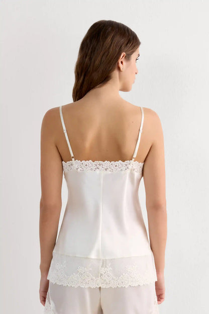 Pretty Flowers Thin Strap Silk Tank Top