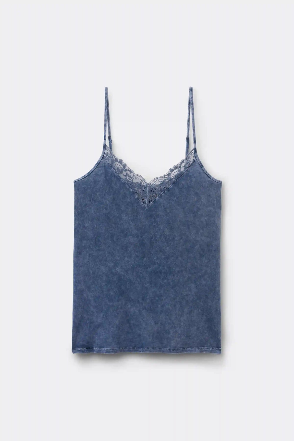 Denim Romance Cotton and Lace Top