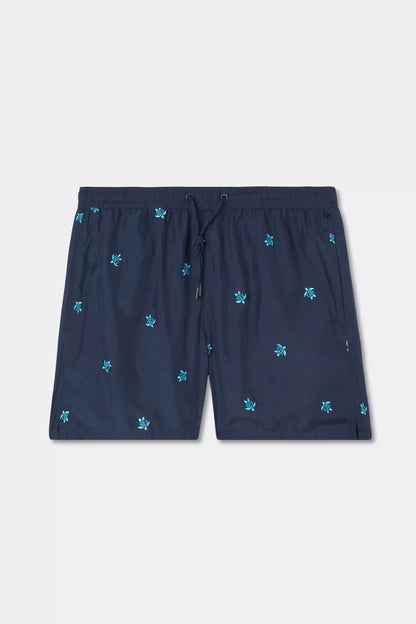 Embroidered Turtle Swim Trunks