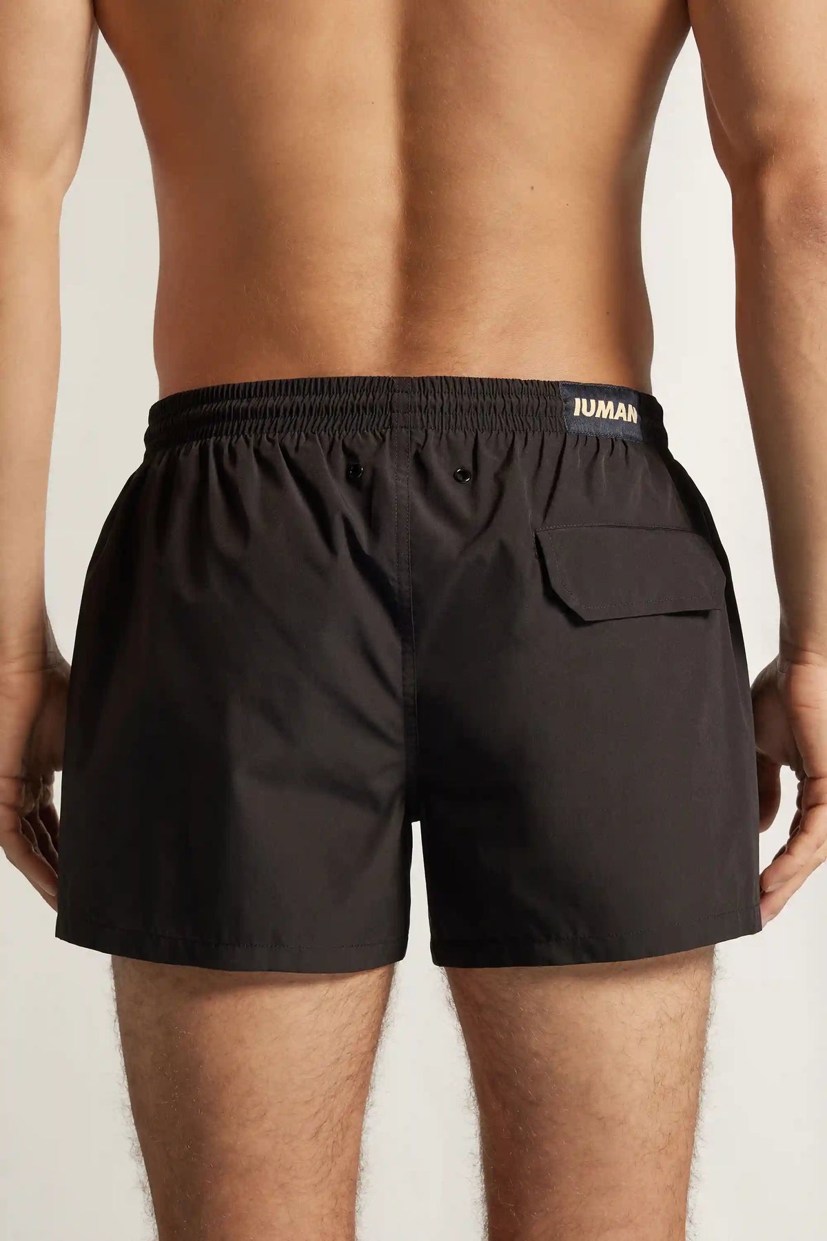 Short Solid Color Swim Trunks