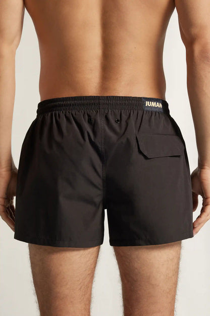 Short Solid Color Swim Trunks