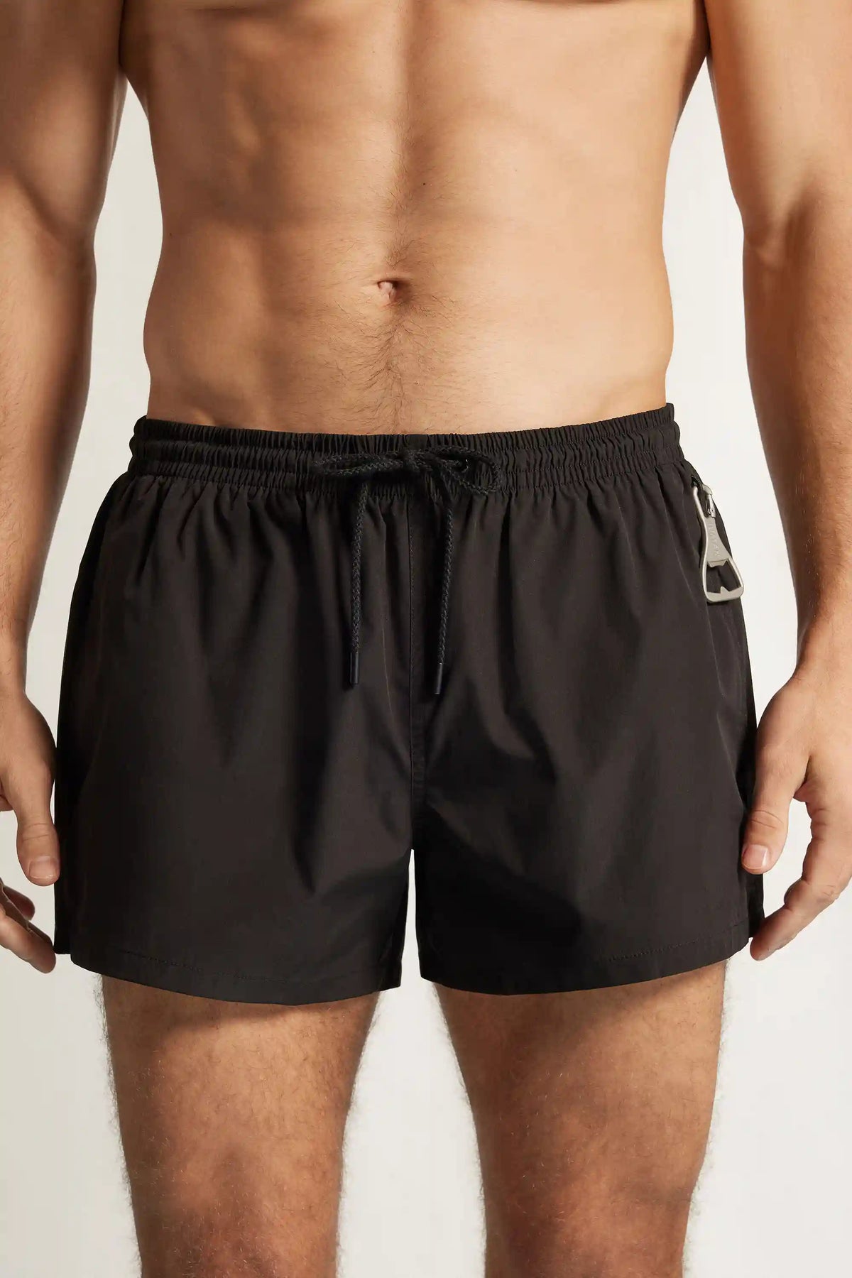 Short Solid Color Swim Trunks