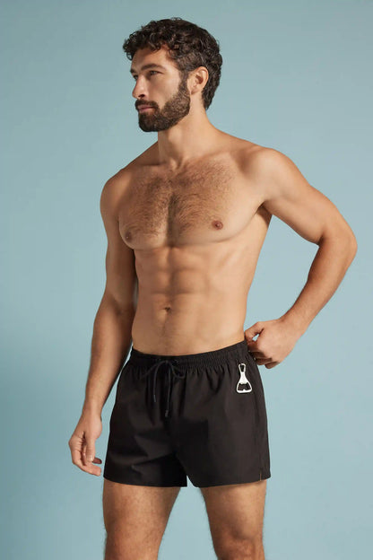 Short Solid Color Swim Trunks
