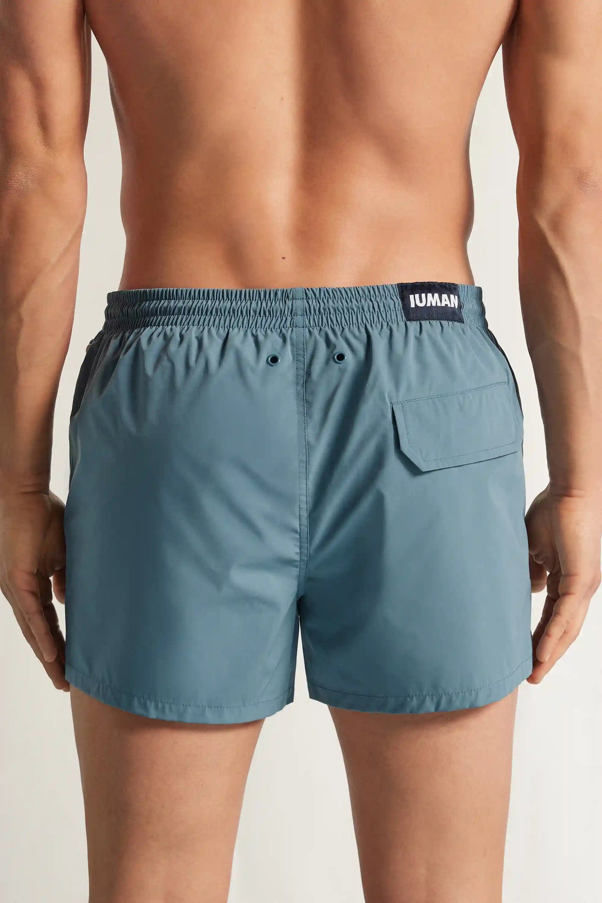 Short Solid Color Swim Trunks