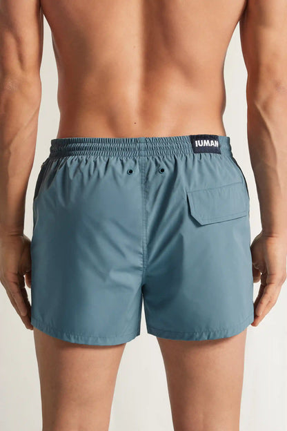 Short Solid Color Swim Trunks