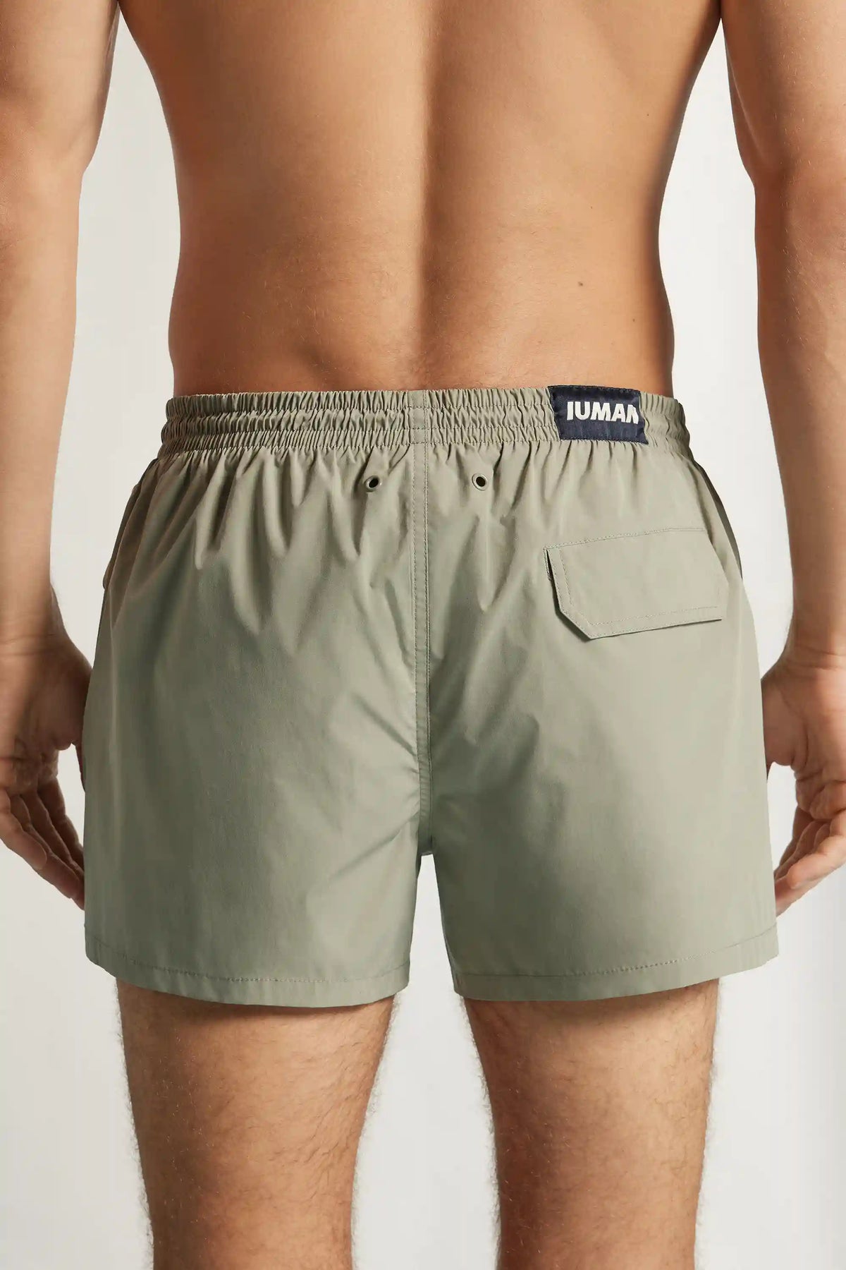 Short Solid Color Swim Trunks