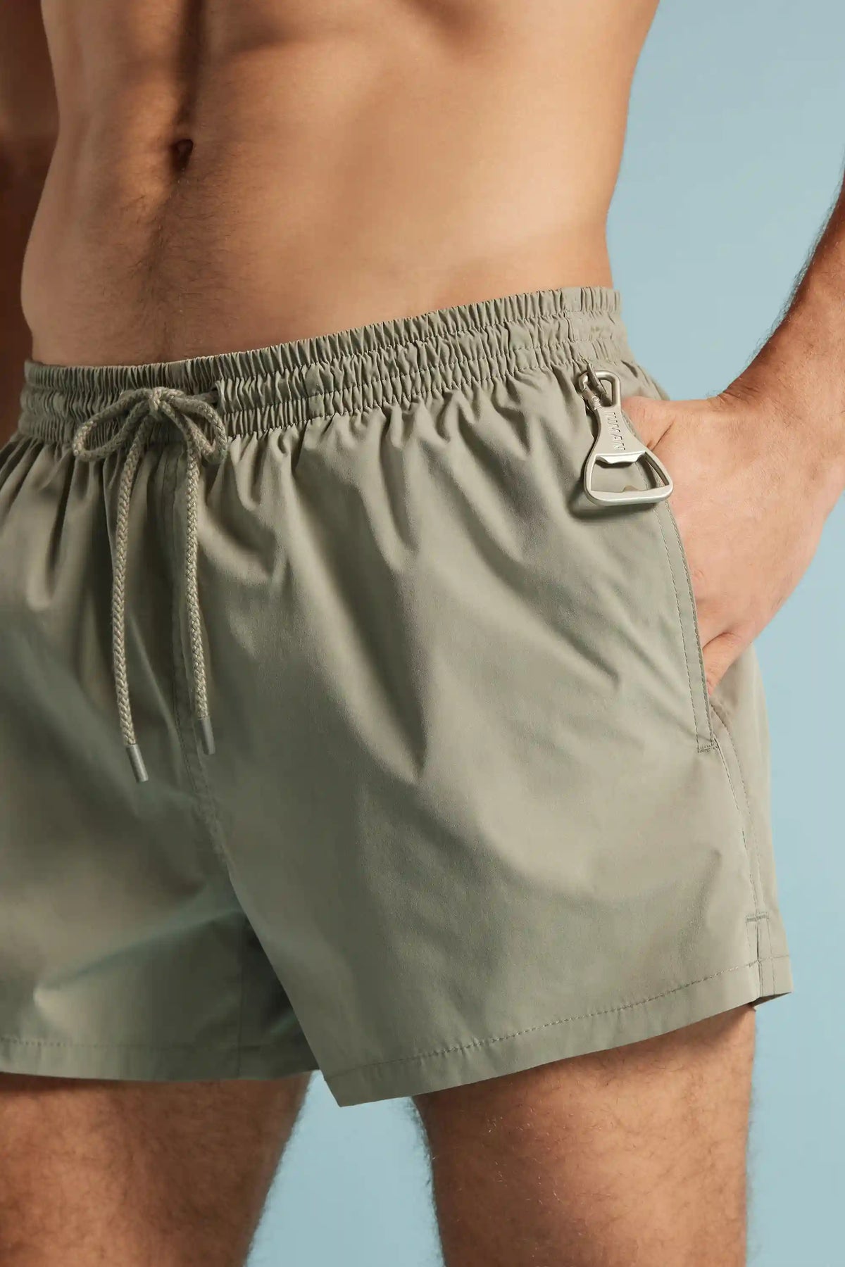 Short Solid Color Swim Trunks
