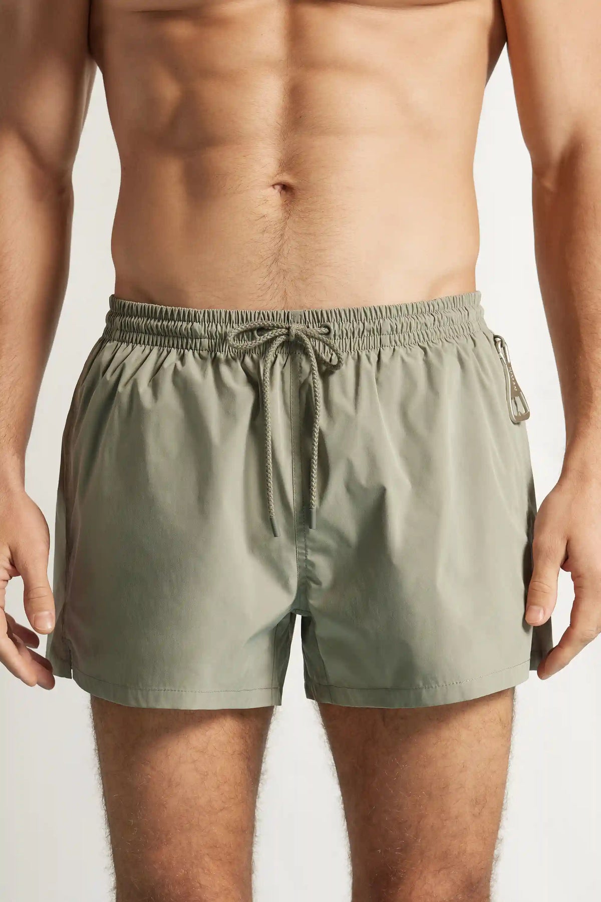 Short Solid Color Swim Trunks