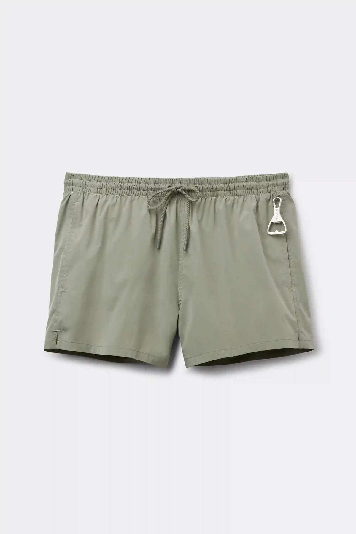 Short Solid Color Swim Trunks
