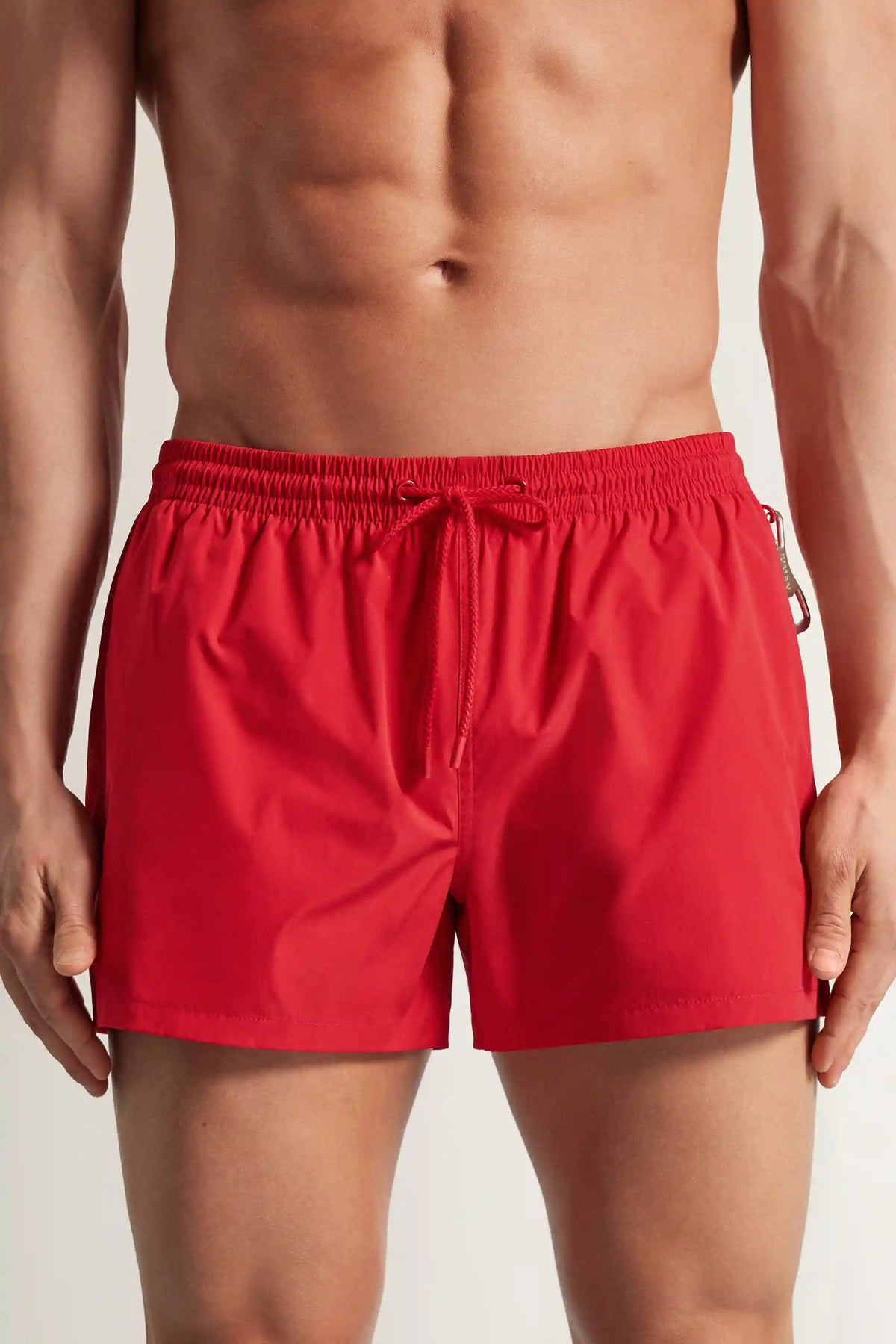 Short Solid Color Swim Trunks