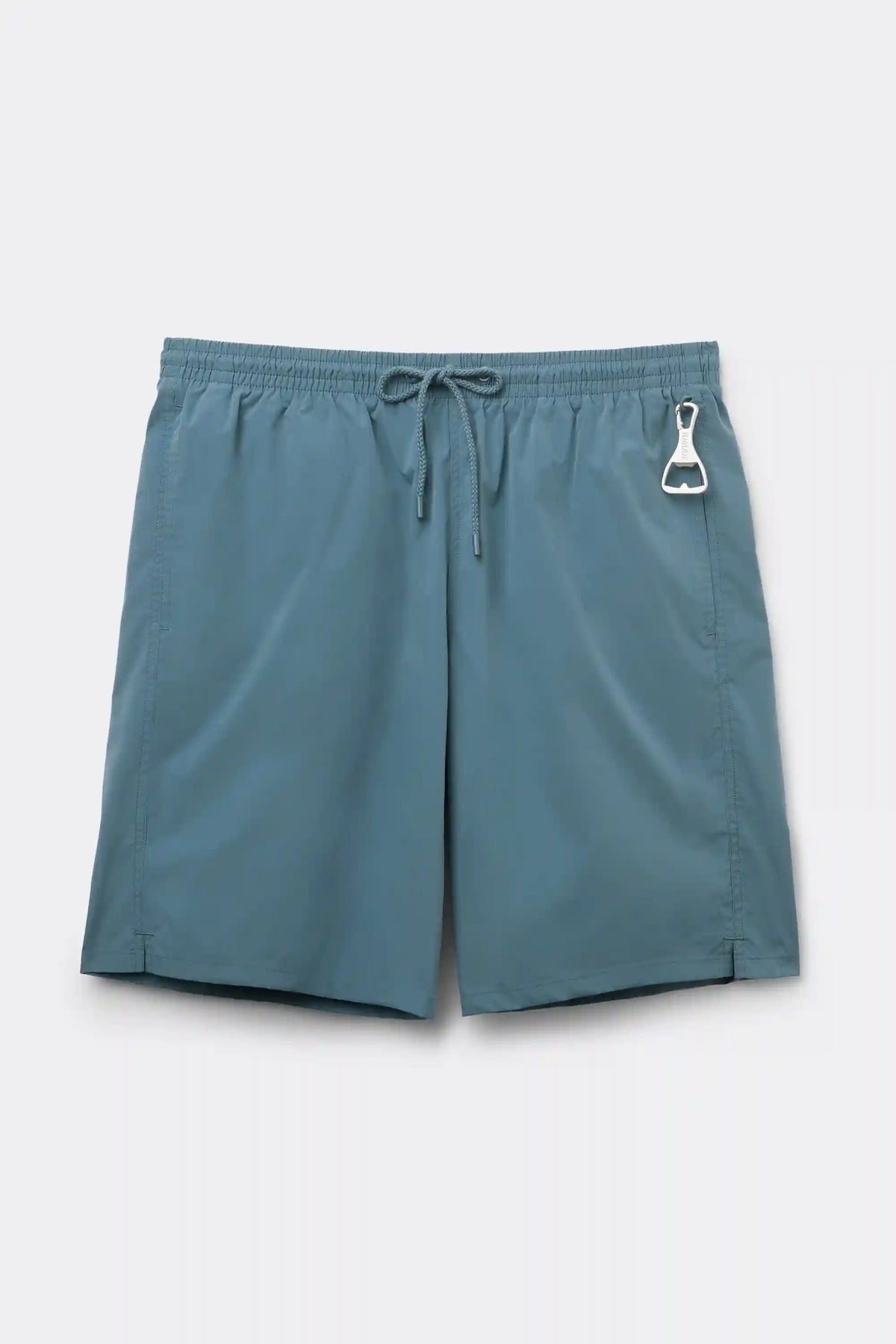 Long Solid Color Swim Trunks