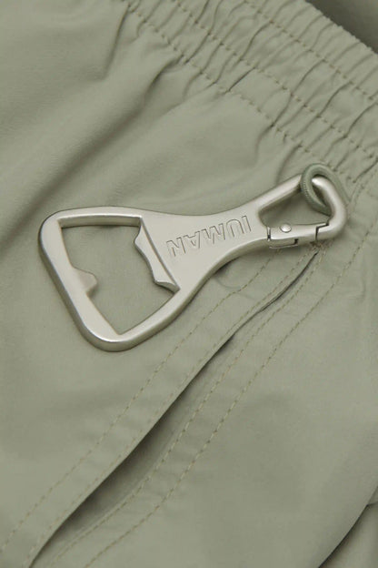 Long Solid Color Swim Trunks