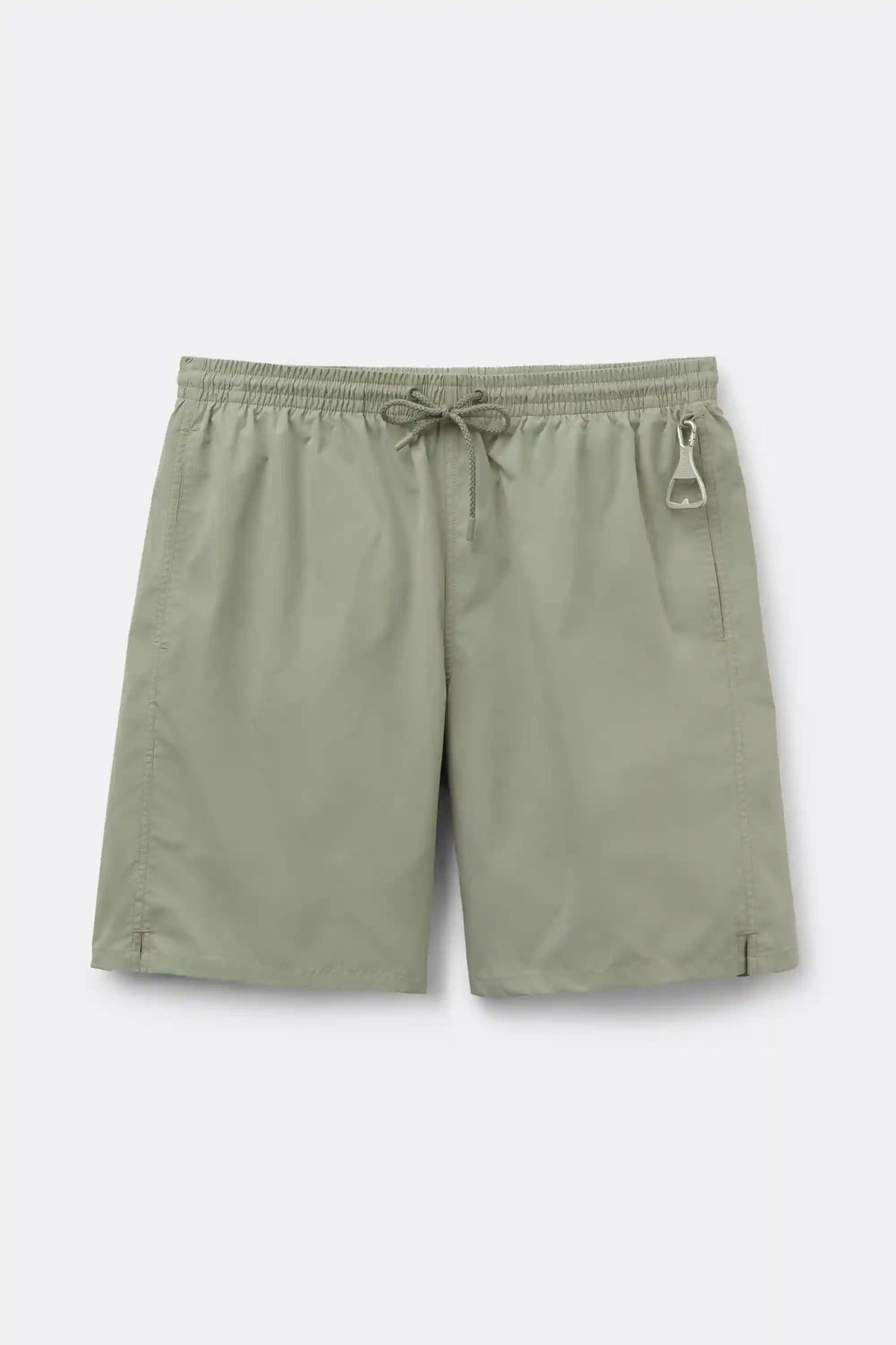 Long Solid Color Swim Trunks