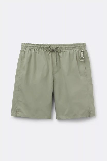 Long Solid Color Swim Trunks