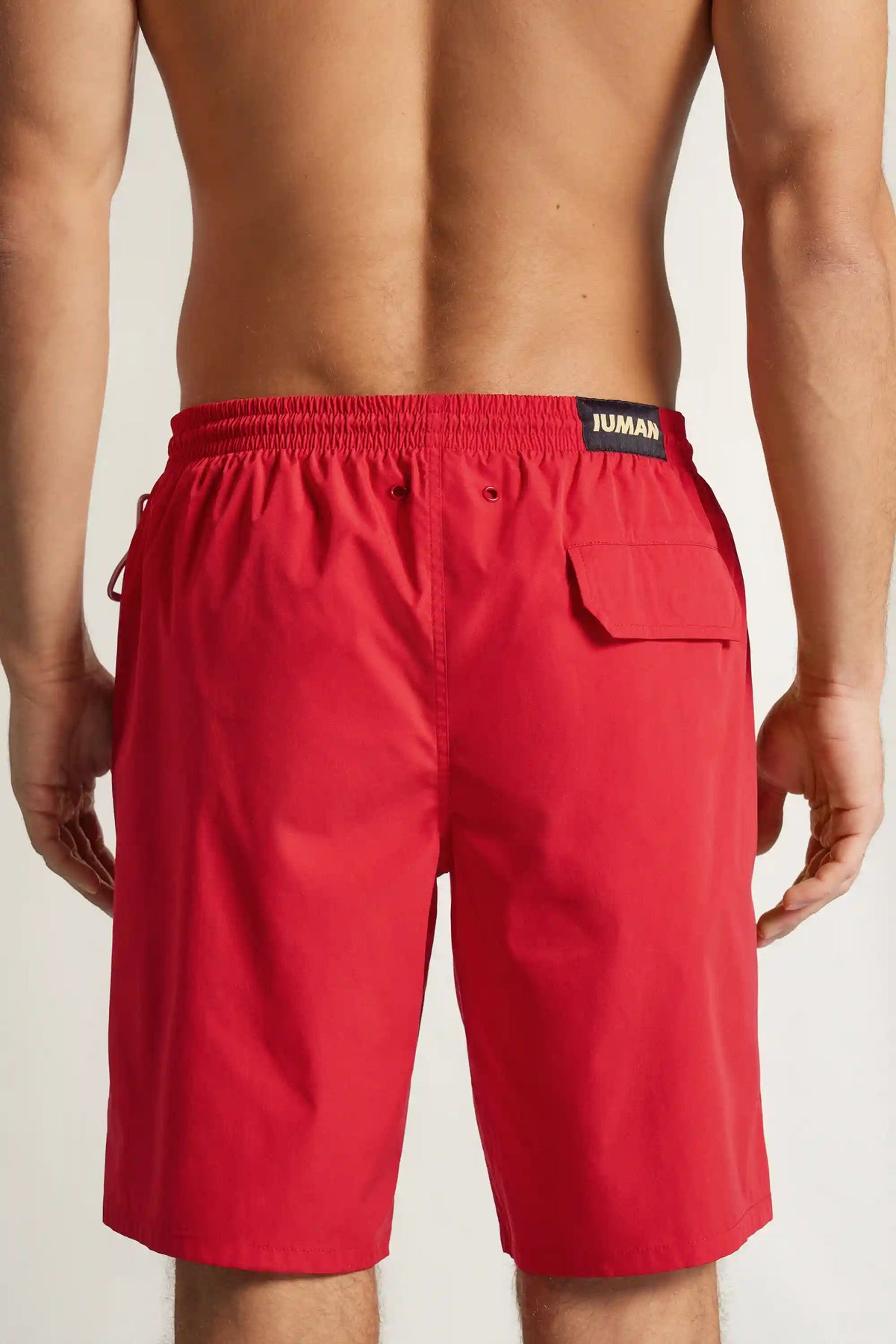 Long Solid Color Swim Trunks