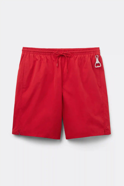 Long Solid Color Swim Trunks