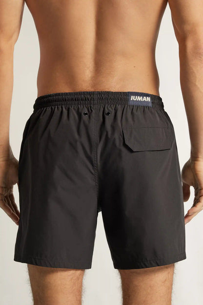 Mid-Length Solid Color Swim Trunks