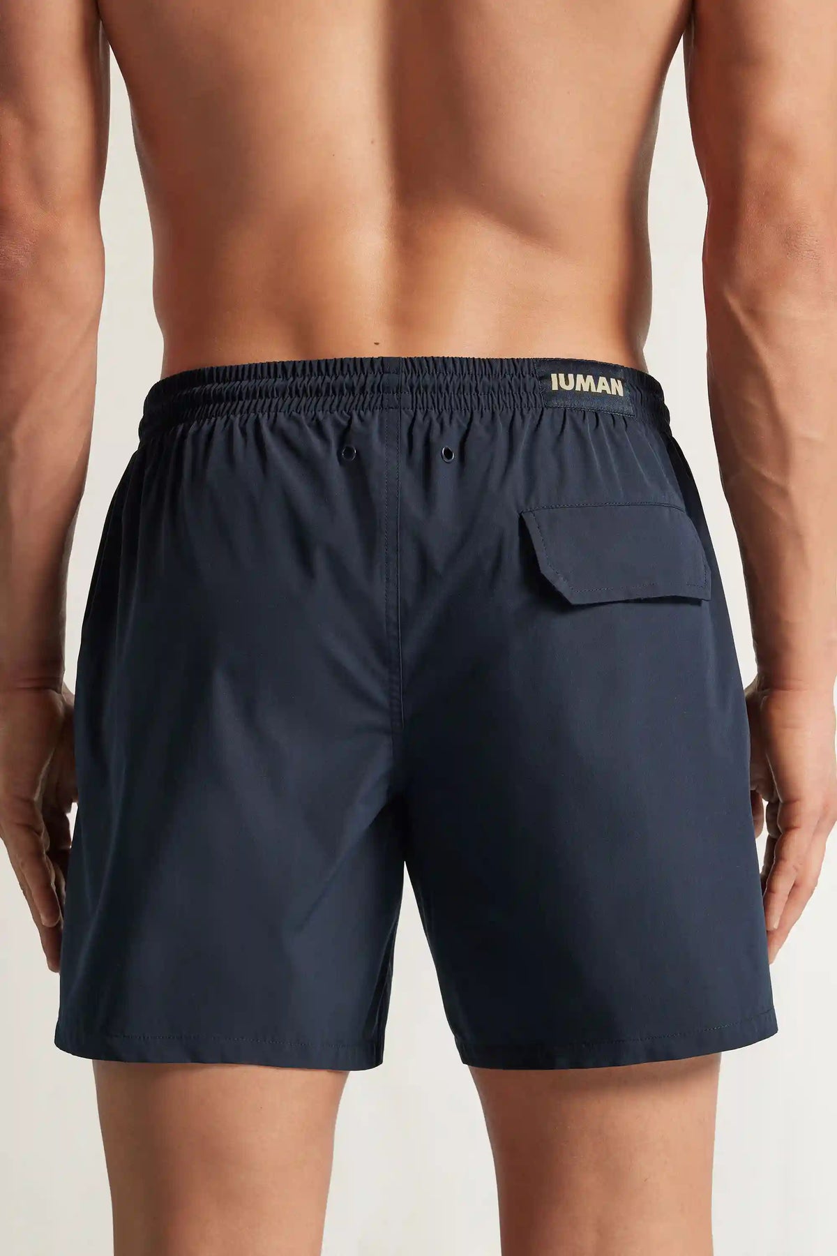 Mid-Length Solid Color Swim Trunks