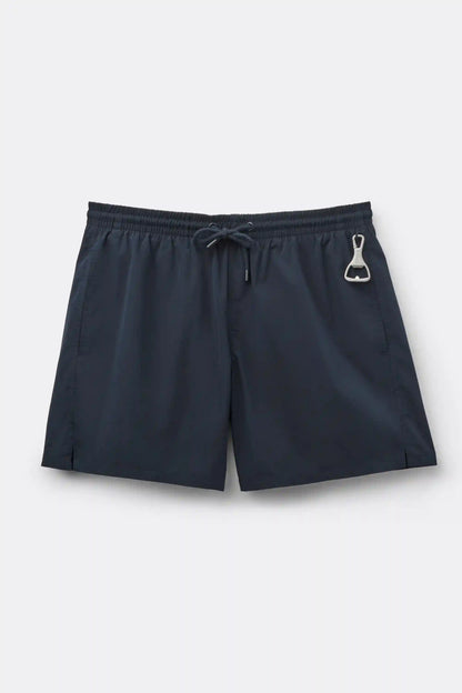 Mid-Length Solid Color Swim Trunks