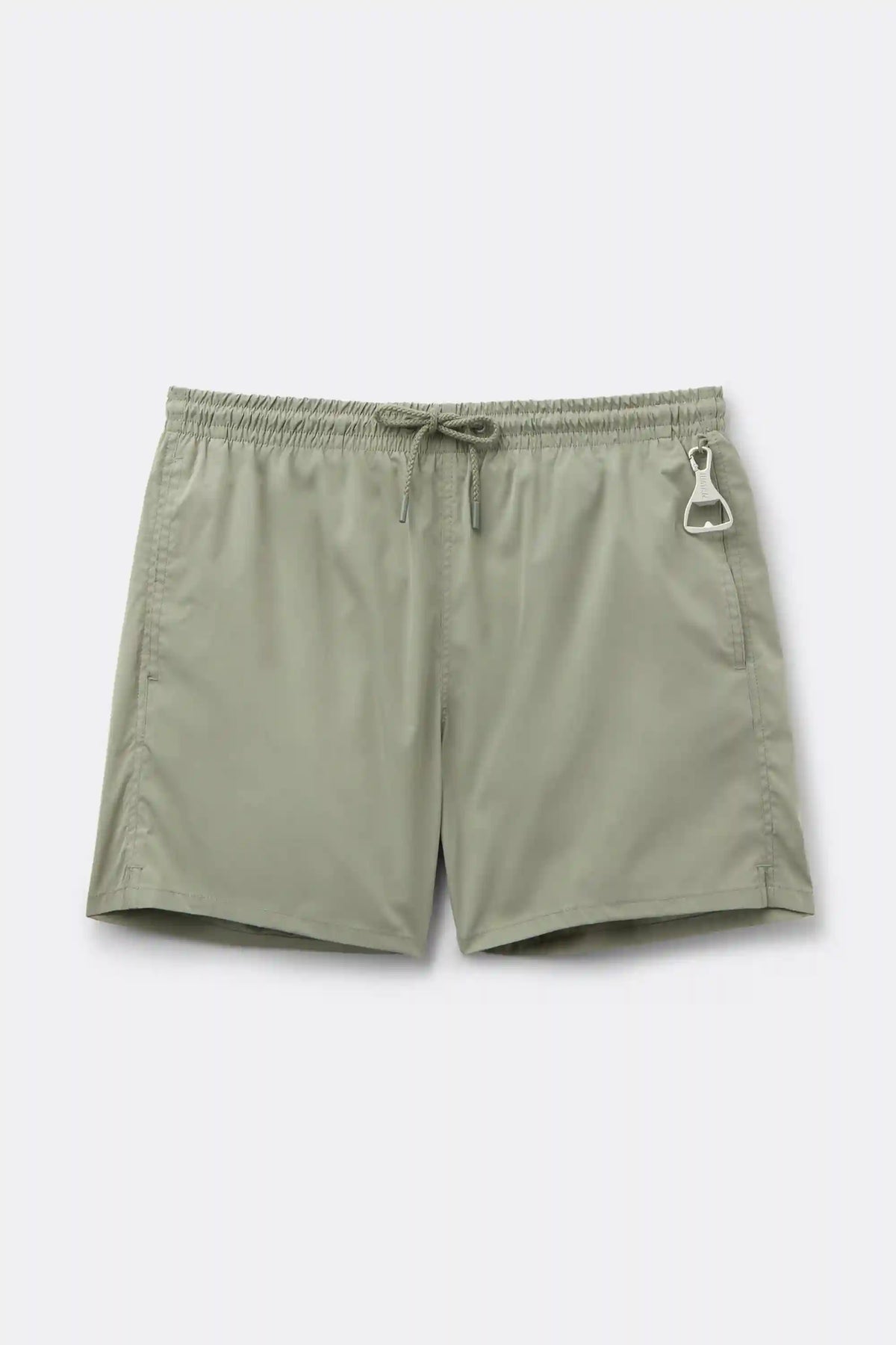 Mid-Length Solid Color Swim Trunks