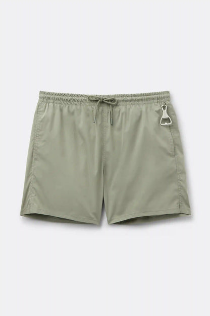 Mid-Length Solid Color Swim Trunks