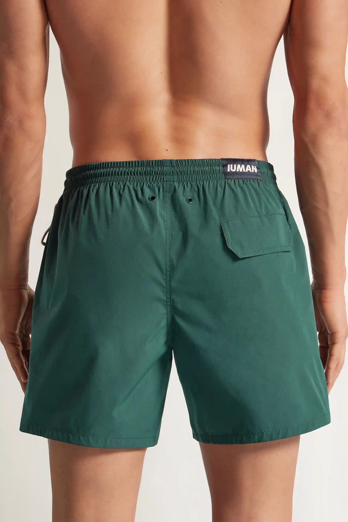 Mid-Length Solid Color Swim Trunks