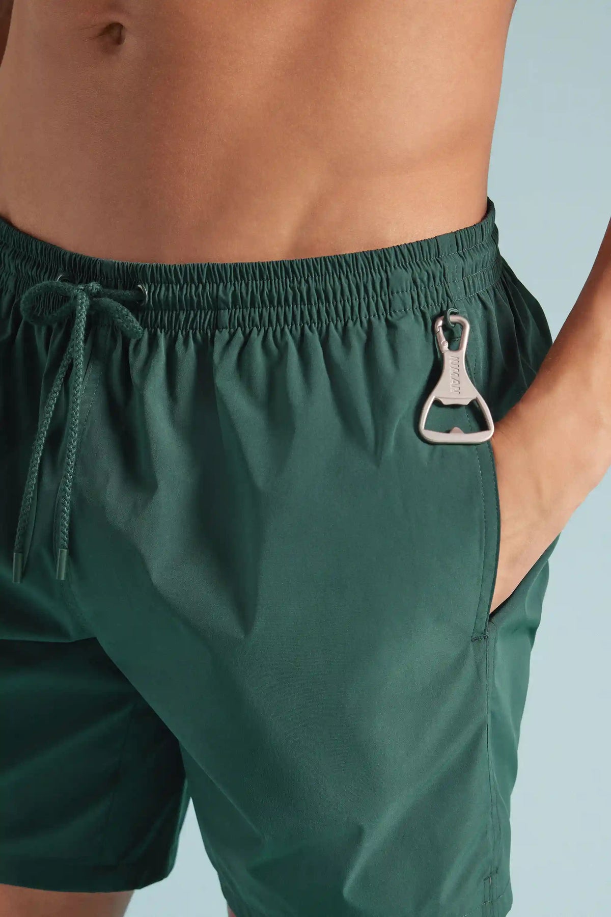 Mid-Length Solid Color Swim Trunks