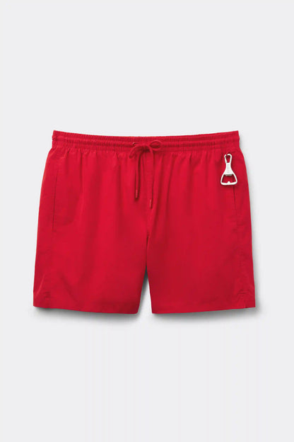 Mid-Length Solid Color Swim Trunks