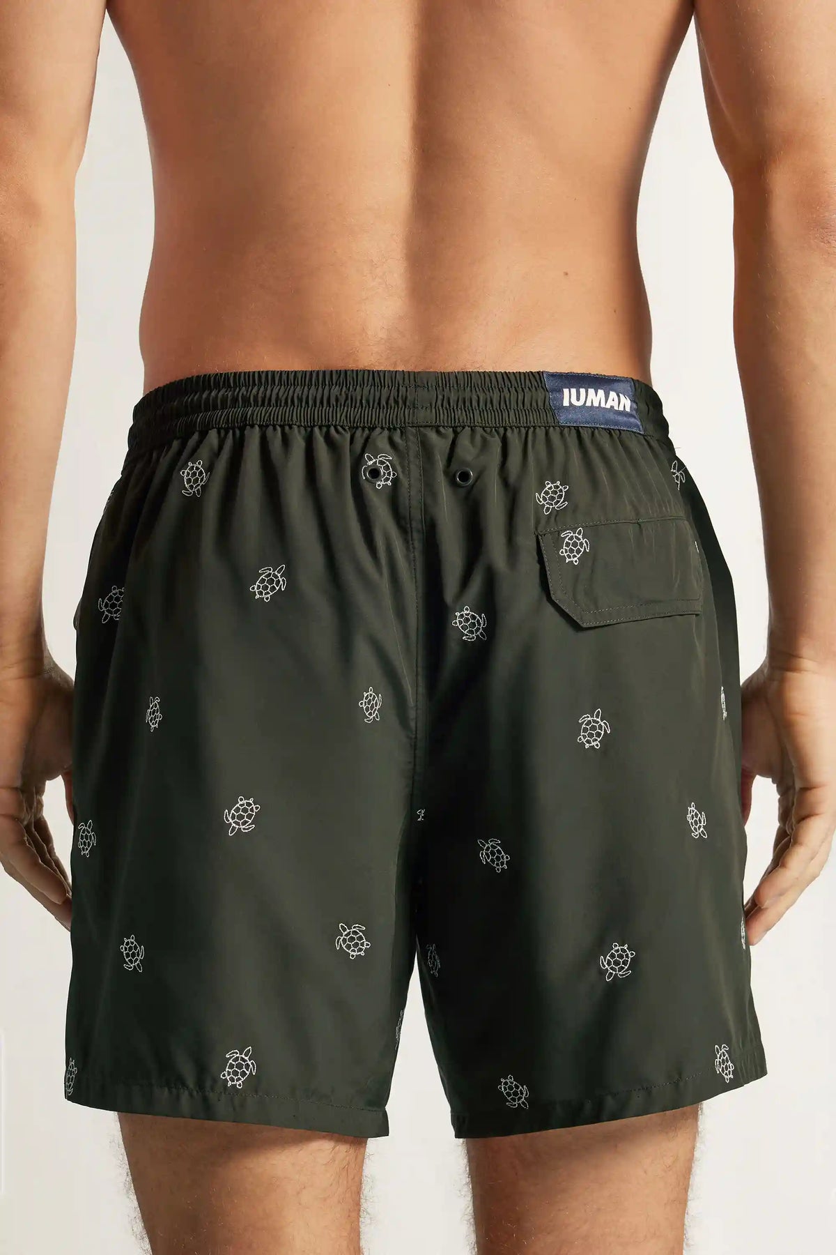 Swim Trunks with Embroidered Turtles