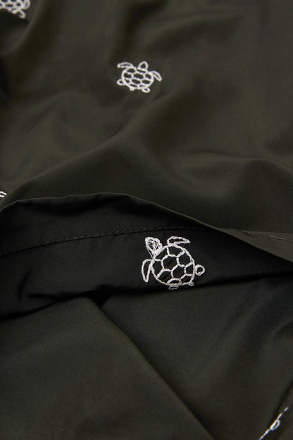 Swim Trunks with Embroidered Turtles