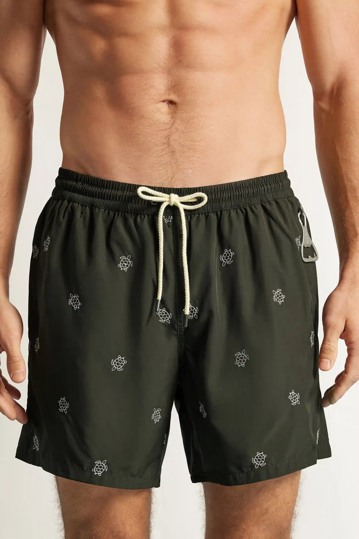 Swim Trunks with Embroidered Turtles