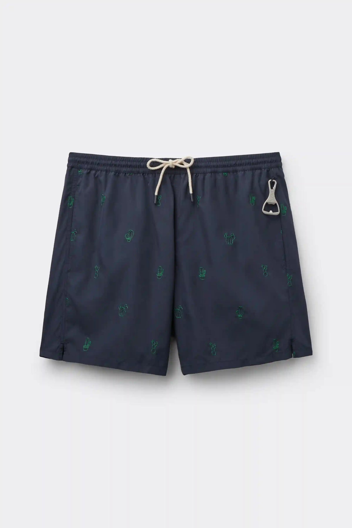 Swim Trunks with Embroidered Cacti