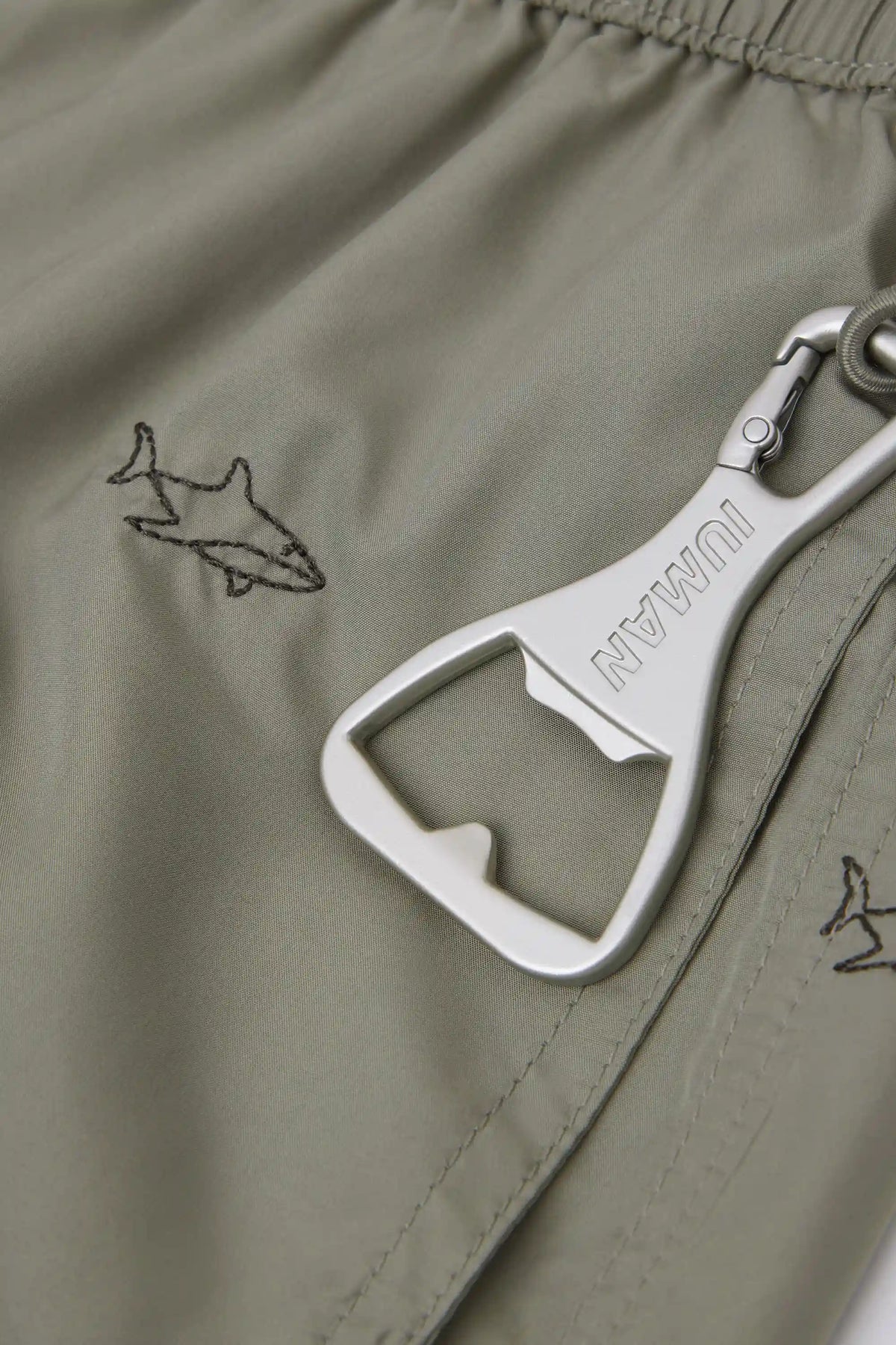Swim Trunks with Embroidered Sharks