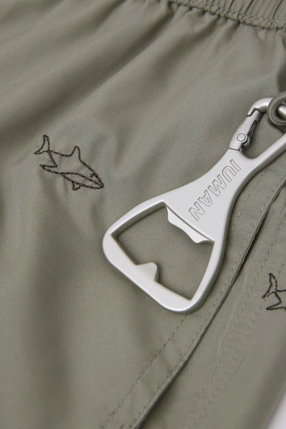 Swim Trunks with Embroidered Sharks